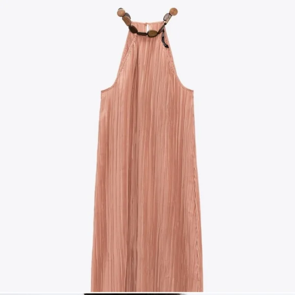 NWOT ZARA wood bead halter dress - Picture 4 of 8